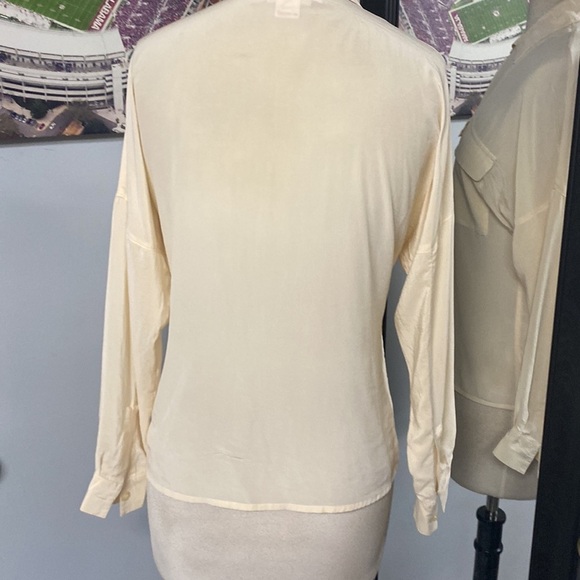 RAFAELLA PETITES 100% SILK BUTTON UP LONG DOLMAN SLEEVE CROSSOVER HIDDEN BUTTON - Picture 5 of 10
